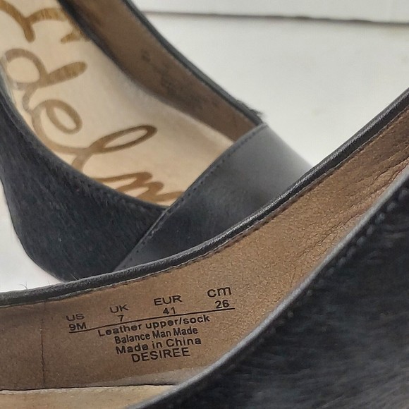 Sam Edelman Desiree Calf  Hair Black Leather Pointed Toe Pumps, Women's Size 9 M - Picture 11 of 12